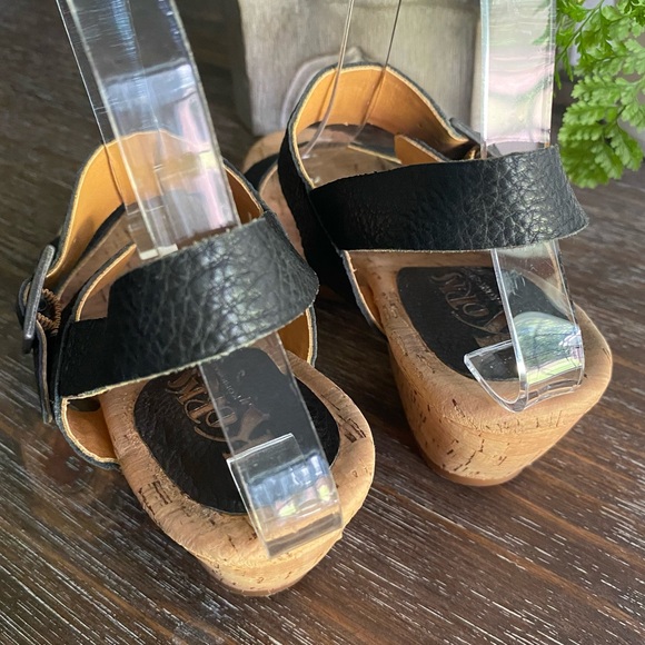 Kork-Ease Korks Laurelin Black Pebbled Leather Cork Block Heel Sandals Women 8 M - Picture 8 of 11